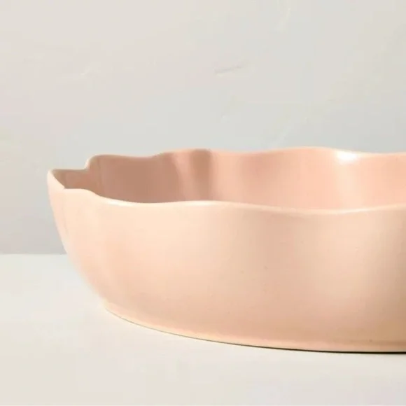 Scalloped Stoneware Shallow Serving Bowl Blush - Hearth & Hand Magnolia Target - Picture 3 of 3